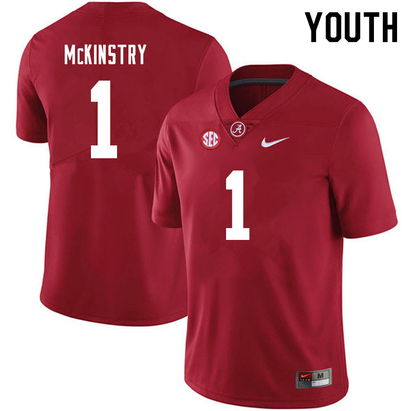 Alabama Crimson Tide Youth Ga'Quincy McKinstry #1 Crimson NCAA Nike Authentic Stitched 2021 College Football Jersey HB16Q54GZ